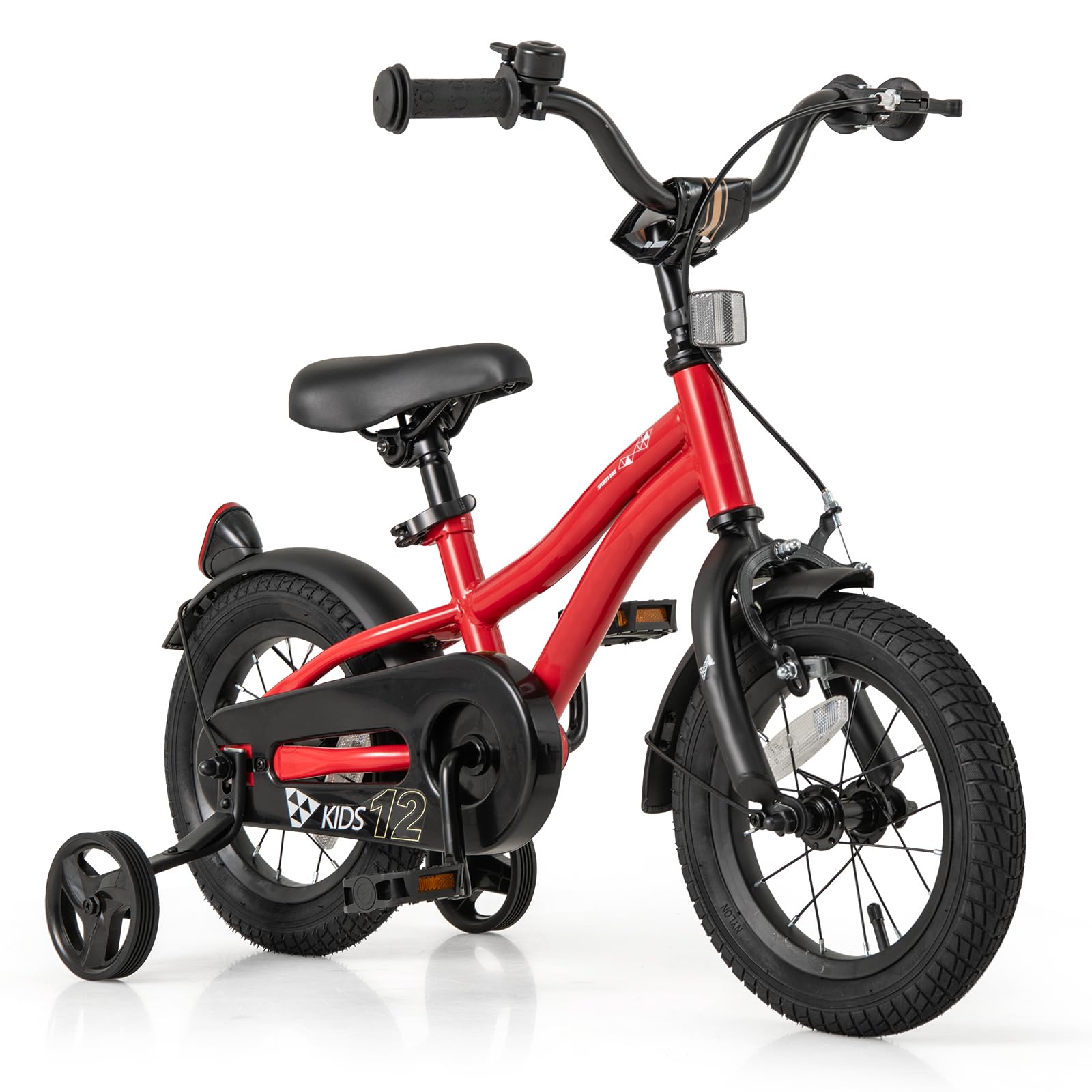 BABY JOY Kids Bike, 12 14 16 18 Inches Sporty Bicycle with Training Wheels, Adjustable Seat, Handbrake & Coaster Brake, Reflectors, Girls Boys Bike for 3-8 Years Old Children (12