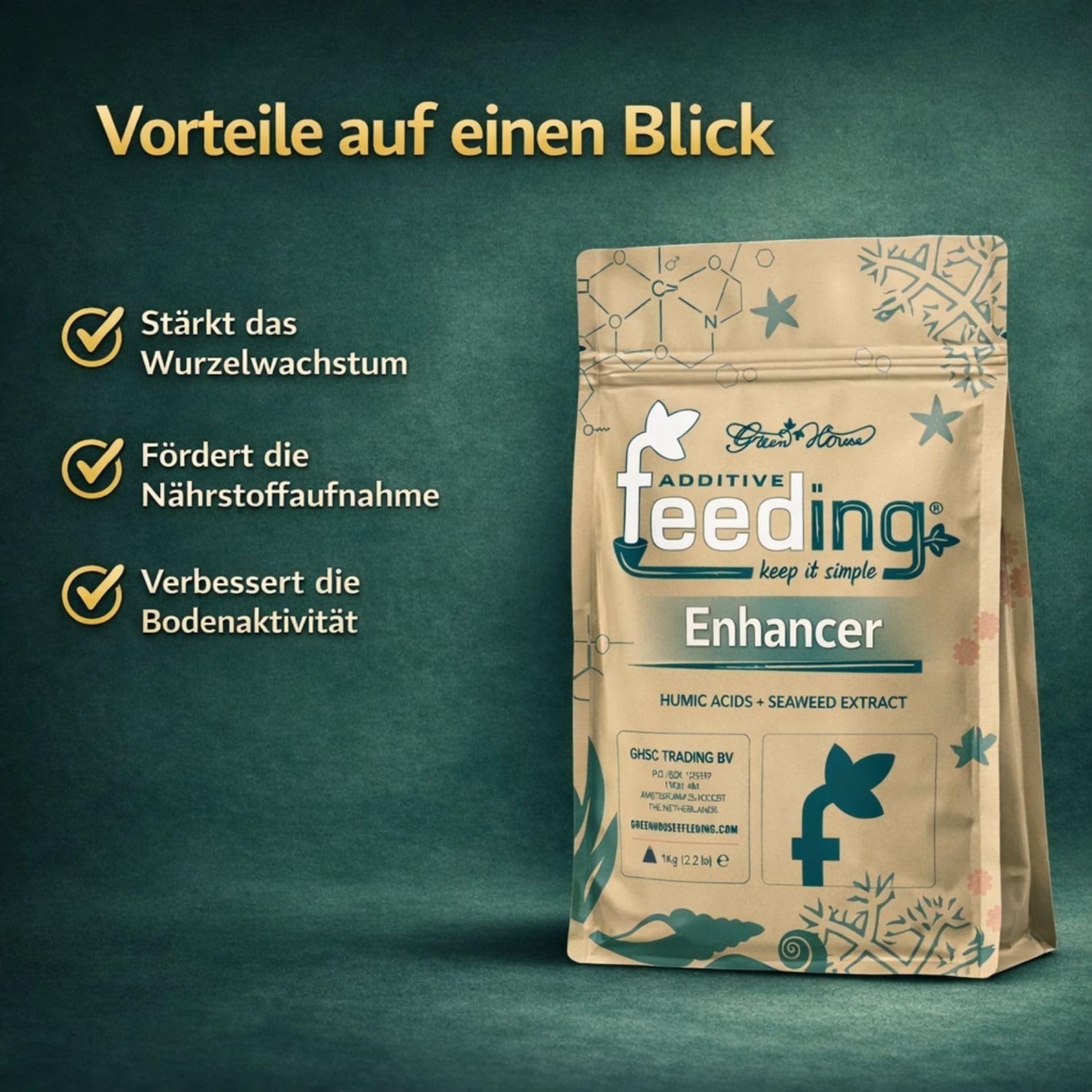 Weedness Green House Feeding Bio Enhancer 500 Gramm - NPK Dünger Grow Anbau Indoor Erde Flüssigdünger Organischer Bio