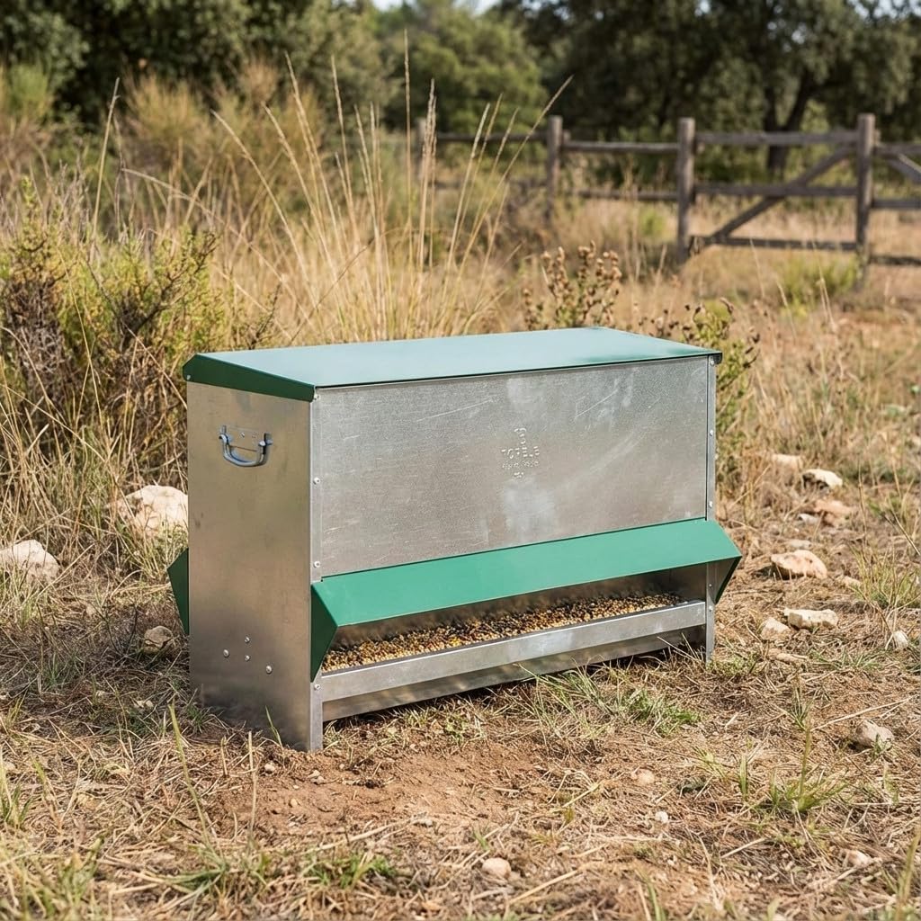 Suinga Comedero para Pajaros de Exterior de Acero Inoxidable con Tapa, 101x46x52 cm - Comedero Aves Perdices