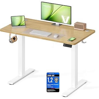 VASAGLE Adjustable Desk with 4 Heights Memory Function | 100 x 60 cm Desk Computer Desk Long Sedentary Reminder Office Golden