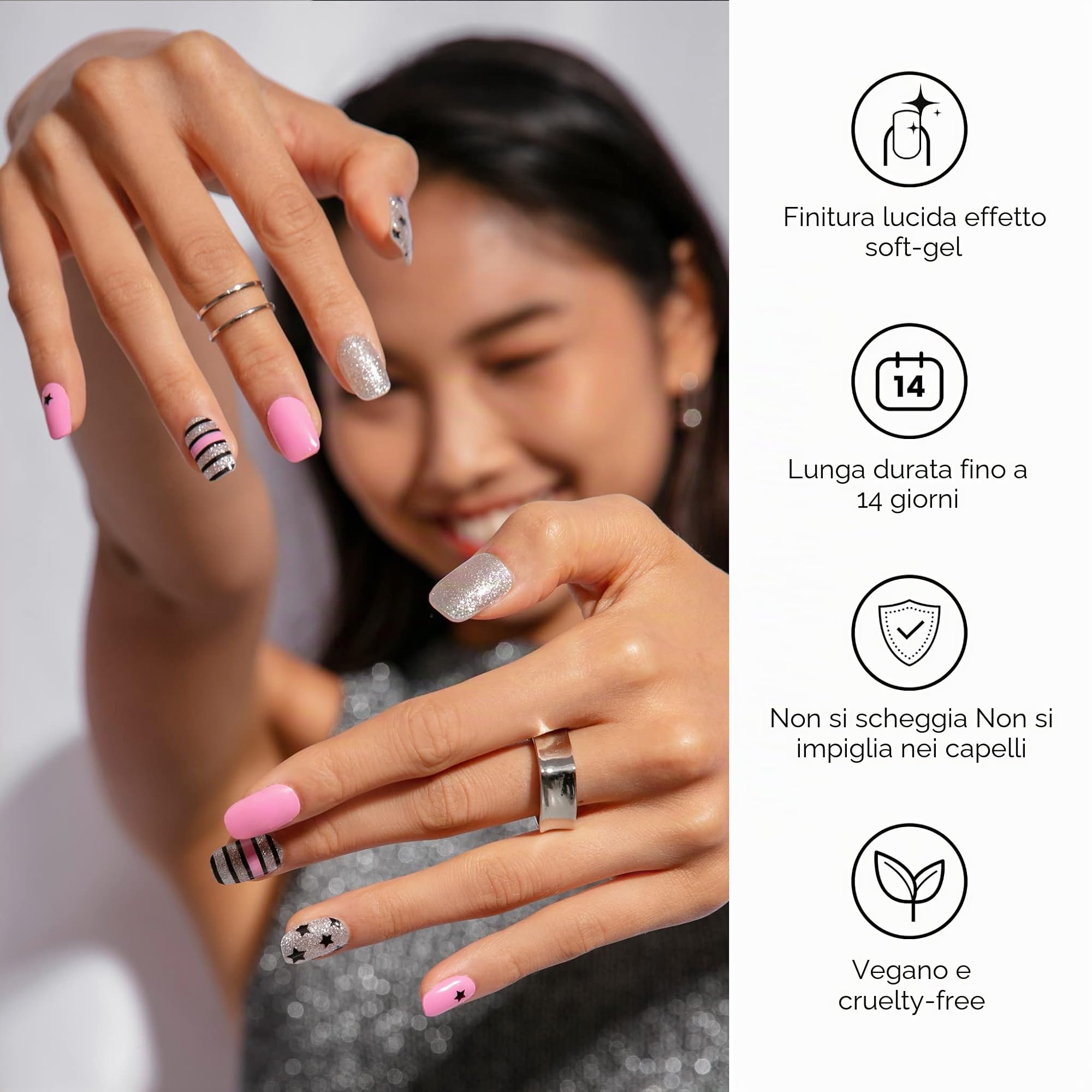 NAILOG Pellicola per Unghie, 20Pcs Nail Stickers Gel Varnish Adesivo Stencil, Smalto Adesivo per Unghie French Manicure Nails Wraps Decorazione DIY per Donne Ragazze, A Rock Song
