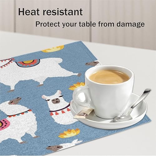 Miniatura 5 de Llamas Animals Texture Placemats Set of 4 Table Mats Washable Placemat Waterproof Place Mats for Party Home Dining Table Decor 18x12 in