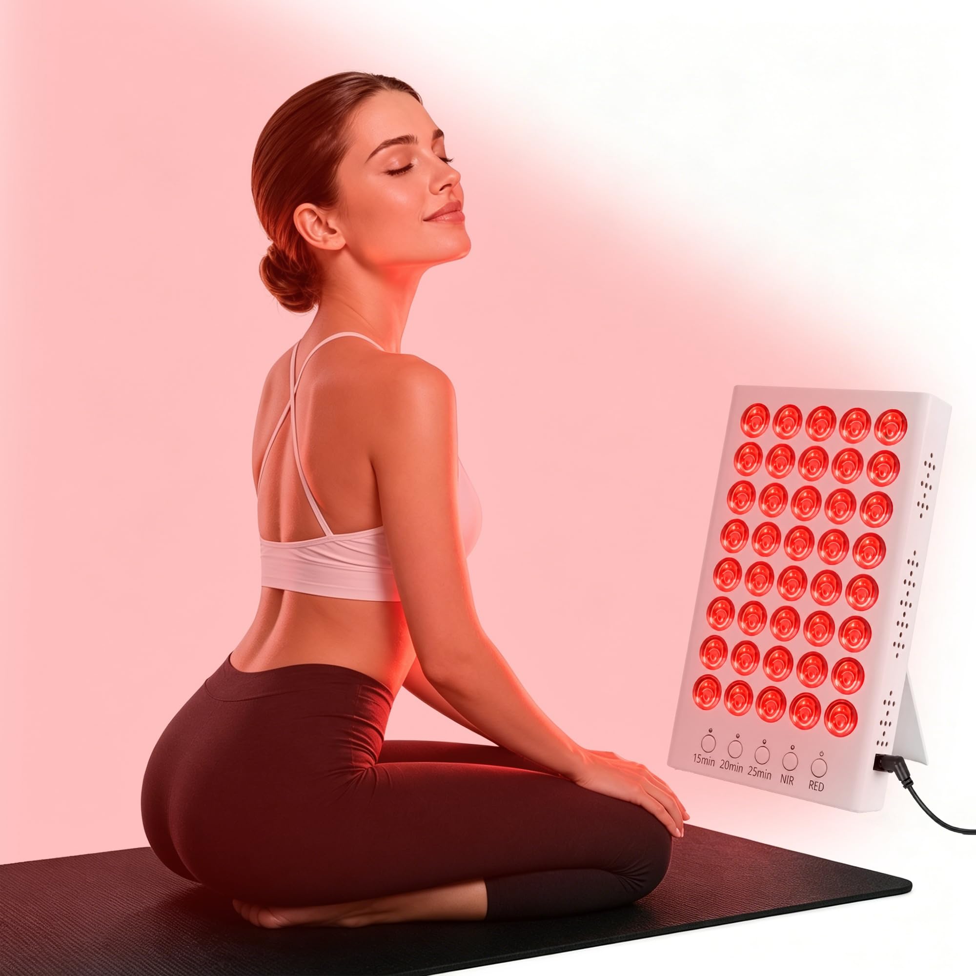 Panel terapia luz roja 660nm850nm infrarrojo soporte regulable temporizador | 40 LED doble longitud de onda,temporizador 3 modos,portable,cuidado piel alivio dolor muscular,gafas y adaptador incluidos