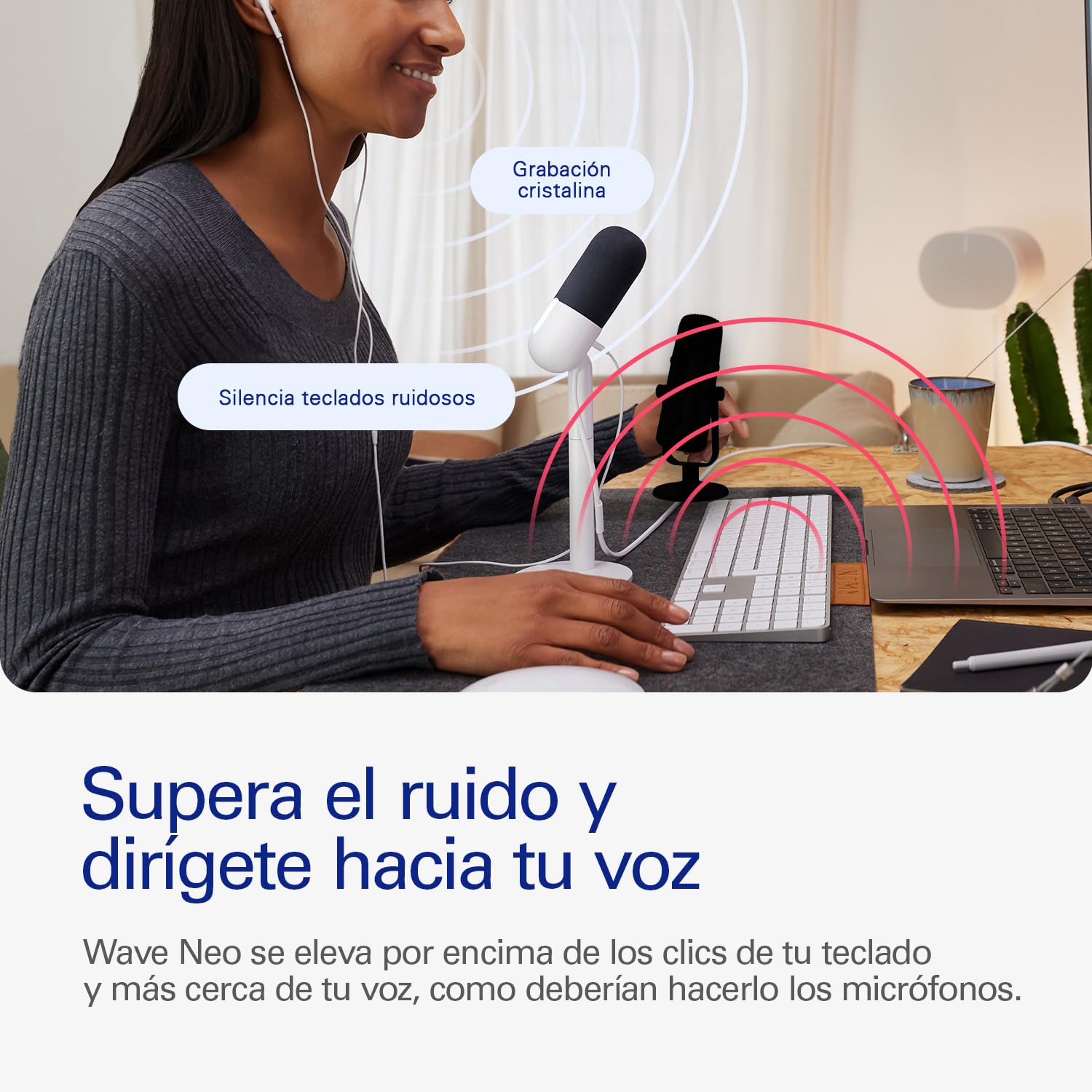 Elgato Wave Neo – Micrófono Condensador USB, Tocar para silenciar, para Jugar, Streaming, reuniones, Grabar Voz, Teams/Zoom/OBS/Twitch/Youtube etc., Plug-n-Play, para portátil, PC, Mac, iPad, iPhone