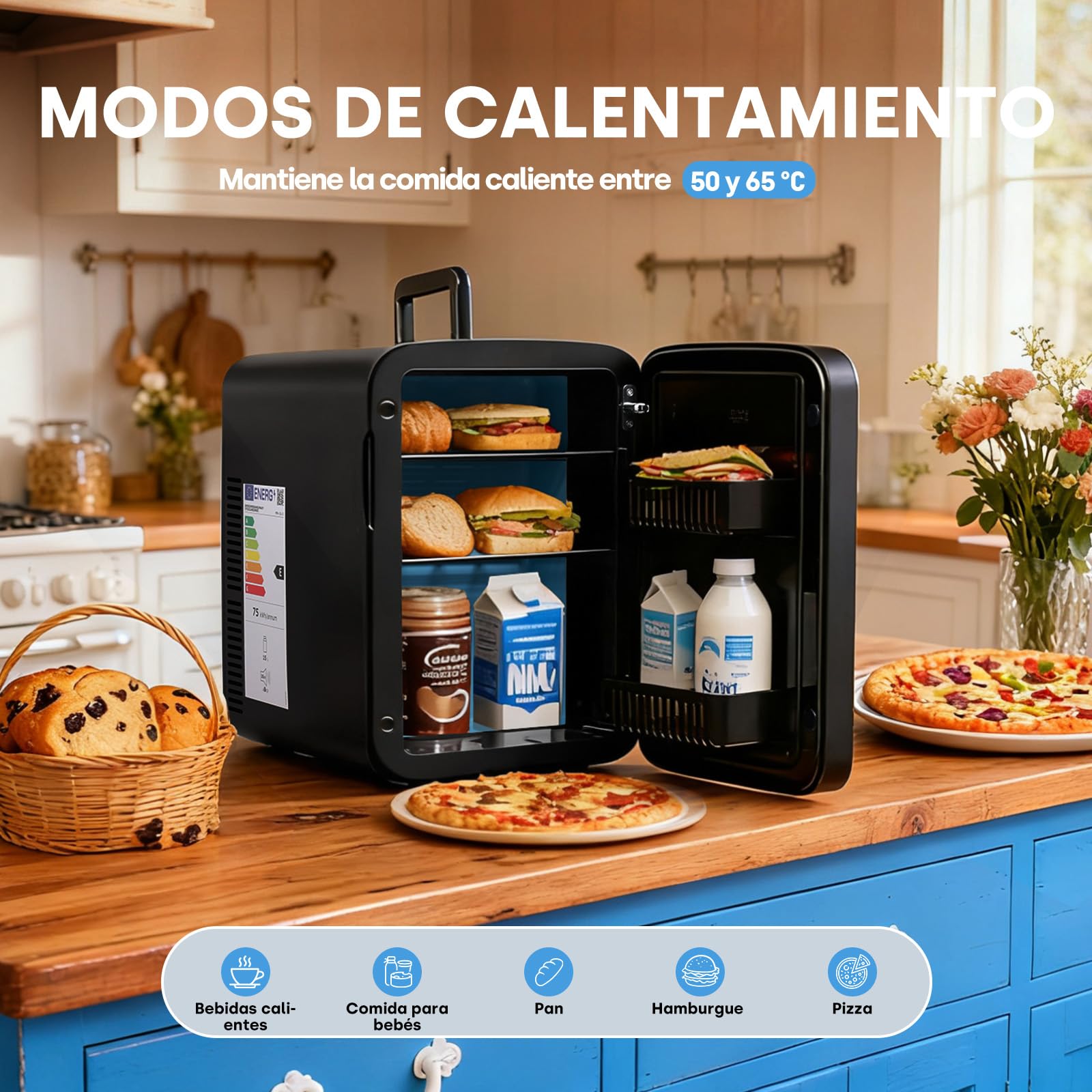 Enventor 15L/20 Latas Nevera Pequeña Negro, Mini Frigorifico con Enfriador y Calentador, Nevera Portatil con Alimentación 12V/220V, Mini Nevera para Habitacion, Oficina, Coche, Frutas y Bebidas