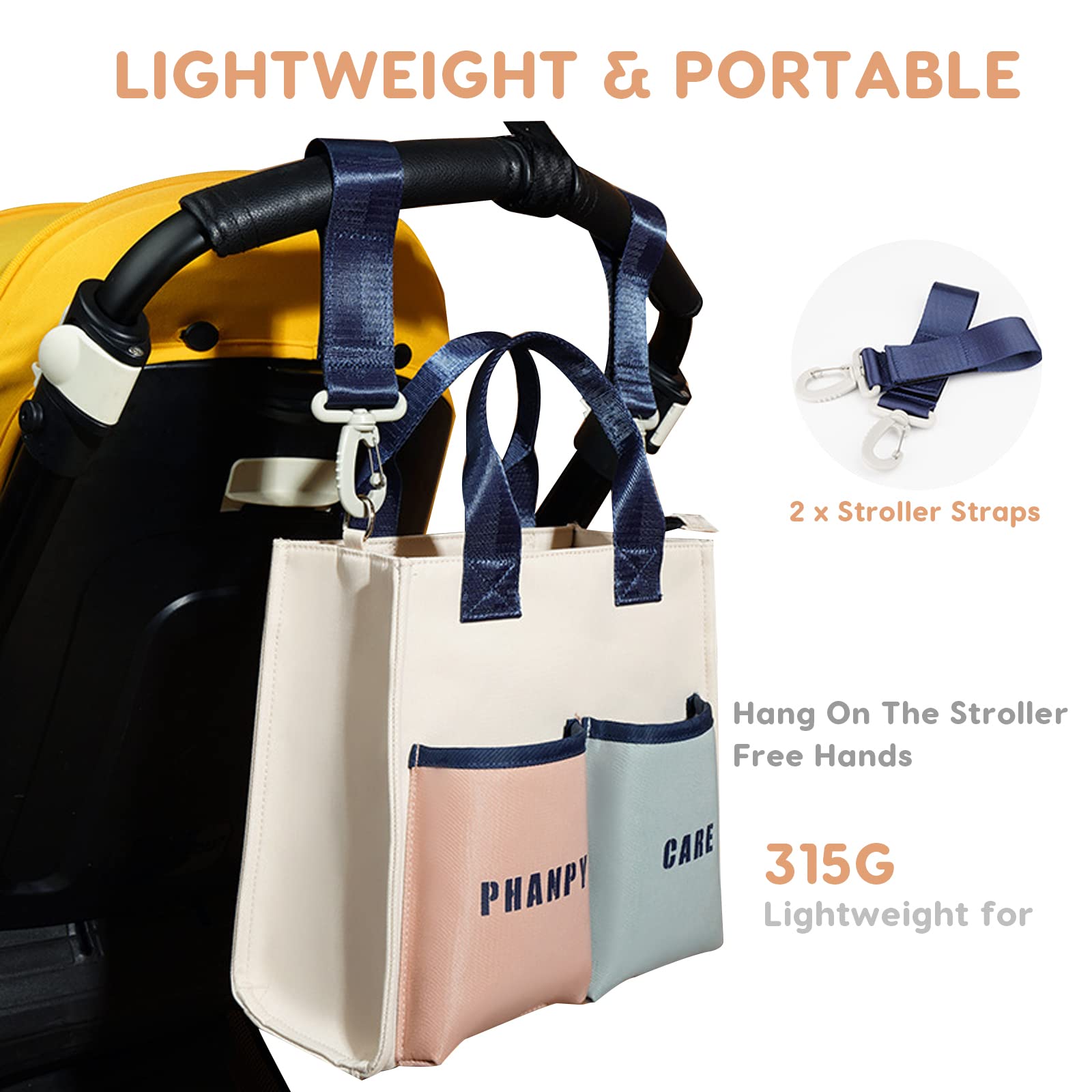 SONARIN Elegante Leggero Borsa Fasciatoio per Neonato,Borsa per il Cambio Multifunzione Impermeabile Borsa a Tracolla Borsa per Pannolini da Viaggio con Ganci per Passeggino
