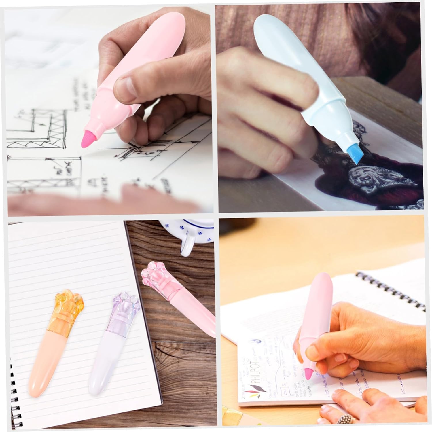 6pcs Cartoon Shaped Highlighter Pens for Work and Scrapbook Use image 5