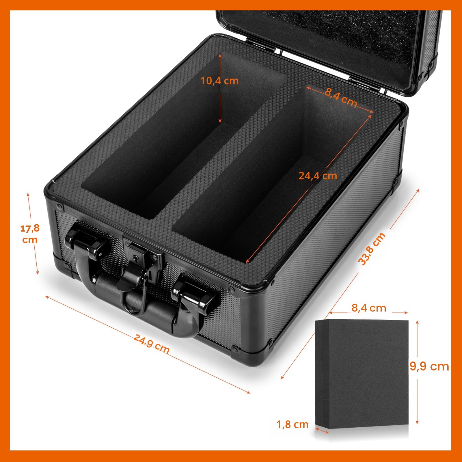 Valigetta Carte Gradate, Porta-Slab PSA per Carte Valutate, Trading Cards Holder Box, Scatola Portaoggetti per Carte Sportive, Top Loader, One Touch - 2 Riga