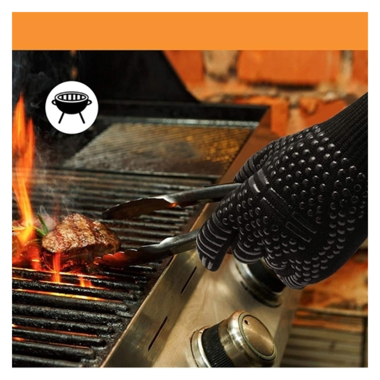 Guanti BBQ, guanti in silicone resistenti al calore 500-800 gradi | Cinque dita, antiscivolo, doppio lato per cucina, griglia, forno e campeggio(1pcs)