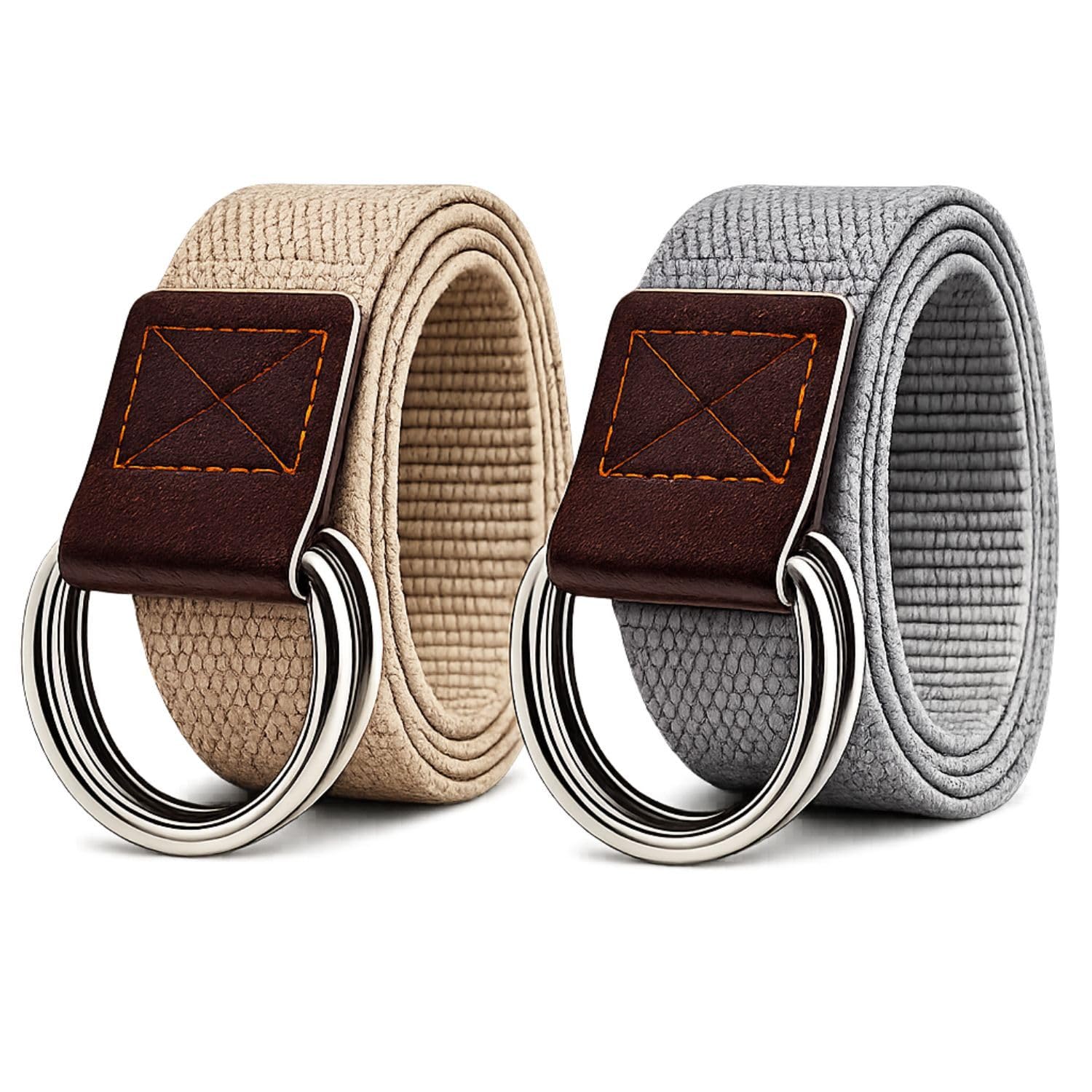 Mens PU Leather Belt | Double D-Ring Buckle Belt | Stretch Adjustable Casual Waist Belt for Men & Women | Breathable Lightweight Fabric | (Pack of 2)-picture-26