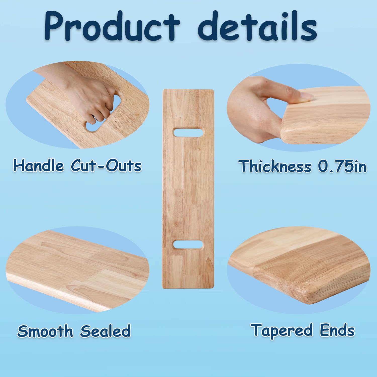 King Mills Tabla de transferencia extra ancha y gruesa de madera de pino para transferir a silla de ruedas, cama o coche. Ideal para personas mayores, ancianos o pacientes de terapia física. XXL