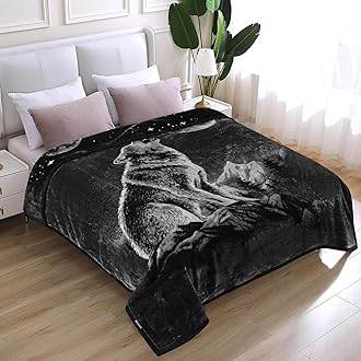JYK Korean Mink Soft Blanket, 5 lbs Fleece, Queen Size, 75" x 87", 520 GSM, 2 Layer Reversible, Super Soft Plush, Black, Animal Print