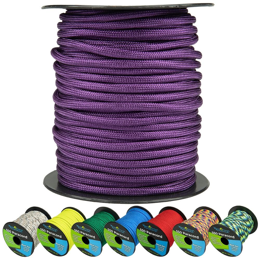 West Coast Paracord 550lb Paracord Spools – 7 Strand Type III Tactical Parachute Cord for Hiking, Camping, and Fishing – Acid Purple (50 ft)