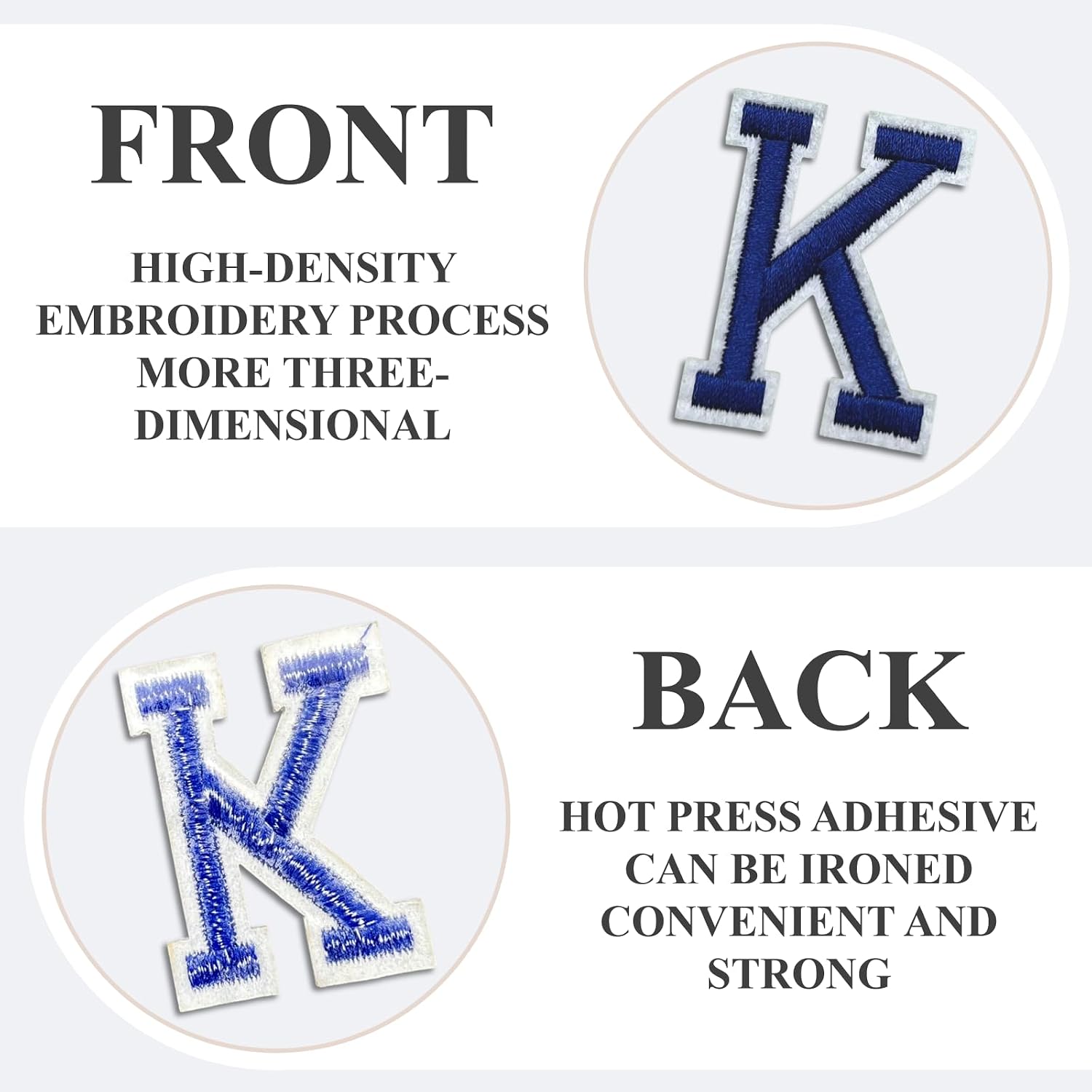 Letter Iron On Patches, A-Z Alphabet Embroidery Applique Patch, DIY Decorative Heat Press Name Patches for Clothing Jeans Jackets Backpacks Hats (Blue 104 Pcs)