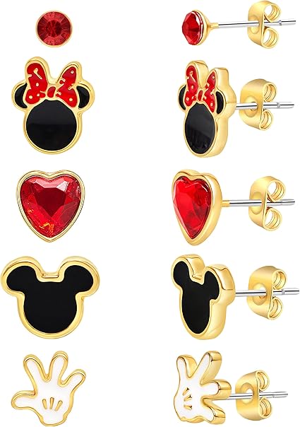Disney Mickey and Minnie Mouse Fashion Stud Earring Set - 3/4/5 Pairs Per Set