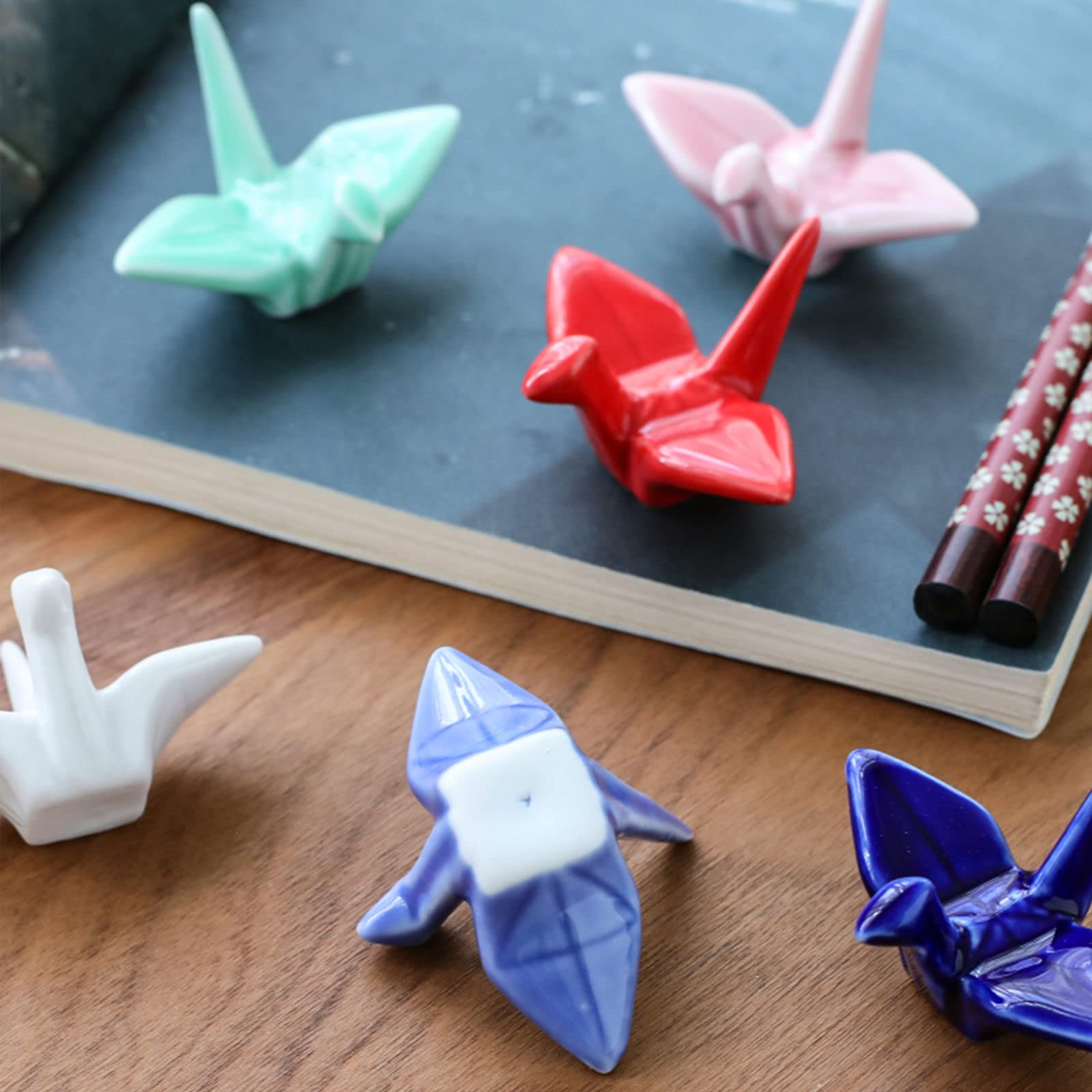 DIXII Cuillères Origami 12 Mille Grues Repose-baguettes, Porte-baguettes En Céramique, Repose-baguettes En Porcelaine Pour Baguettes, Cuillère