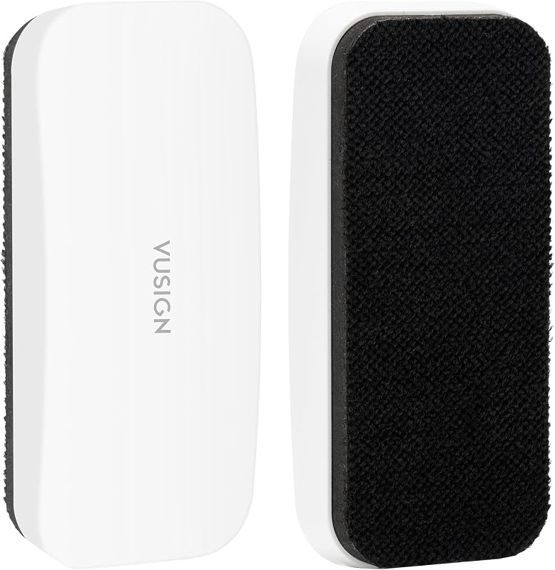 Magnetic Dry Erase White Board Eraser- 2 Pack, White | Strong Magnet & Ergonomic Design Dry Eraser for Glass Board, Calendar Board, Office, Home, School