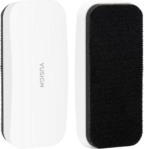 VUSIGN Magnetic Dry Erase White Board Eraser- 2 Pack, White | Strong Magnet & Ergonomic Design Dry Eraser for Glass Board, Calendar Board, Office, Home, School