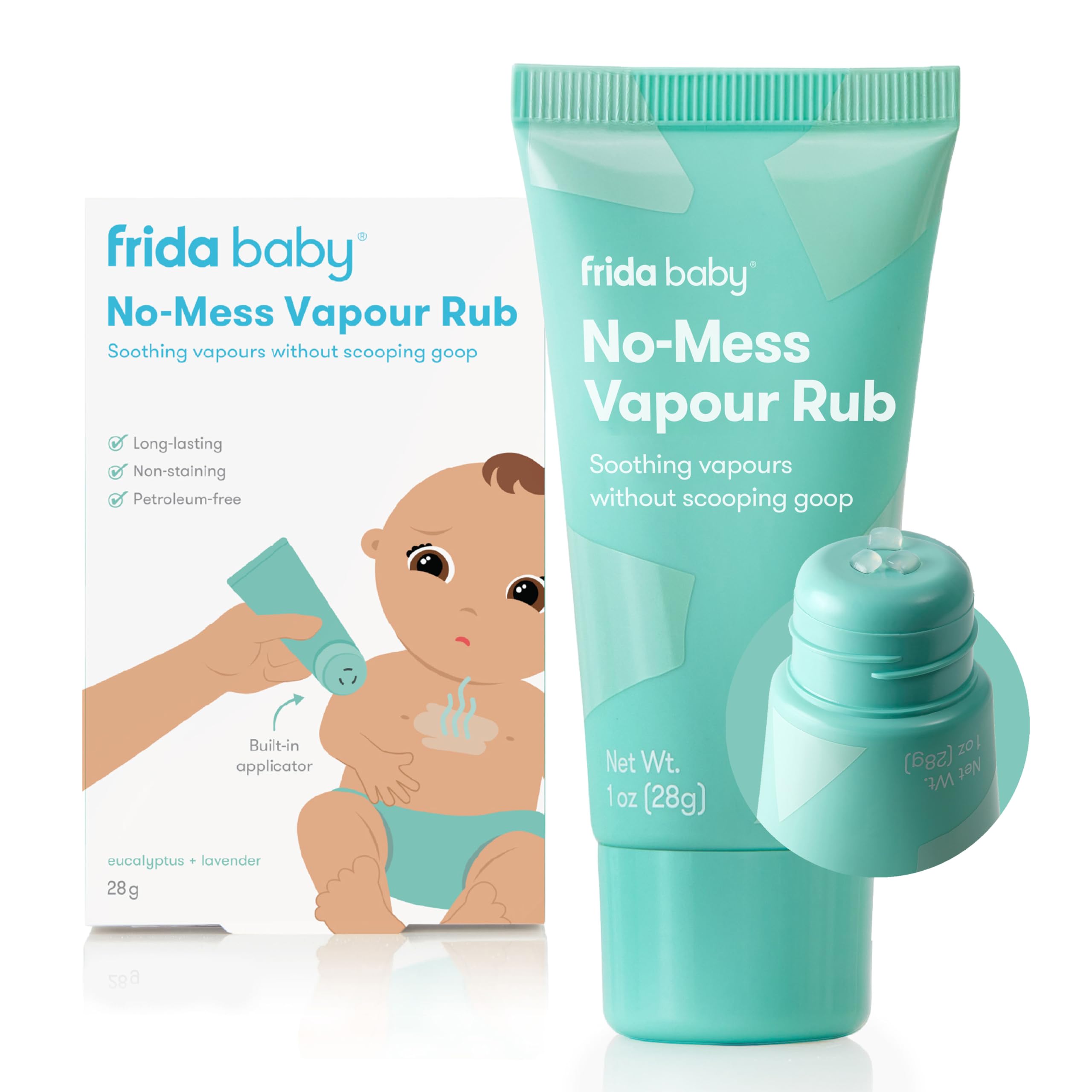 Frida Baby No-Mess Vapor Rub for Chest, Toddler Vapor Rub, Petroleum-Free Formula, 3+ Years