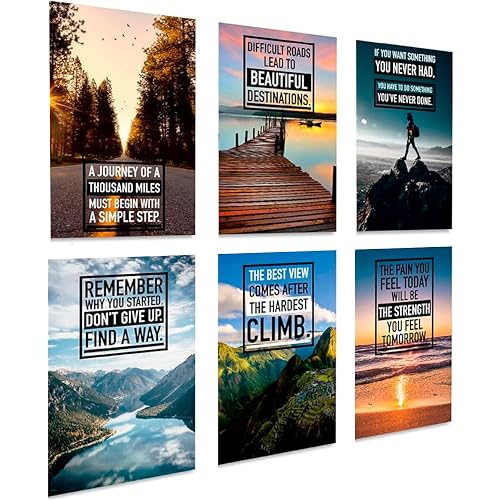 Motivational Posters Set of 6 - Unframed 11x17 Colorful Wall Art Prints for Office, Bedroom & Living Room | Positive Affirmation Decor | ThrowbackTraits
