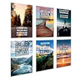 Motivational wall decor - Positive Affirmations, Uplifting Quotes, Wall Art Decor for Office, Home, Gym - Set of 6 11x17