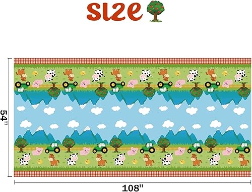 Miniatura 4 de WERNNSAI Mantel de fiesta de animales de granja  Paquete de 2 54 pulgadas x 108 pulgadas desechable de plástico para mesa, suministros de fiesta