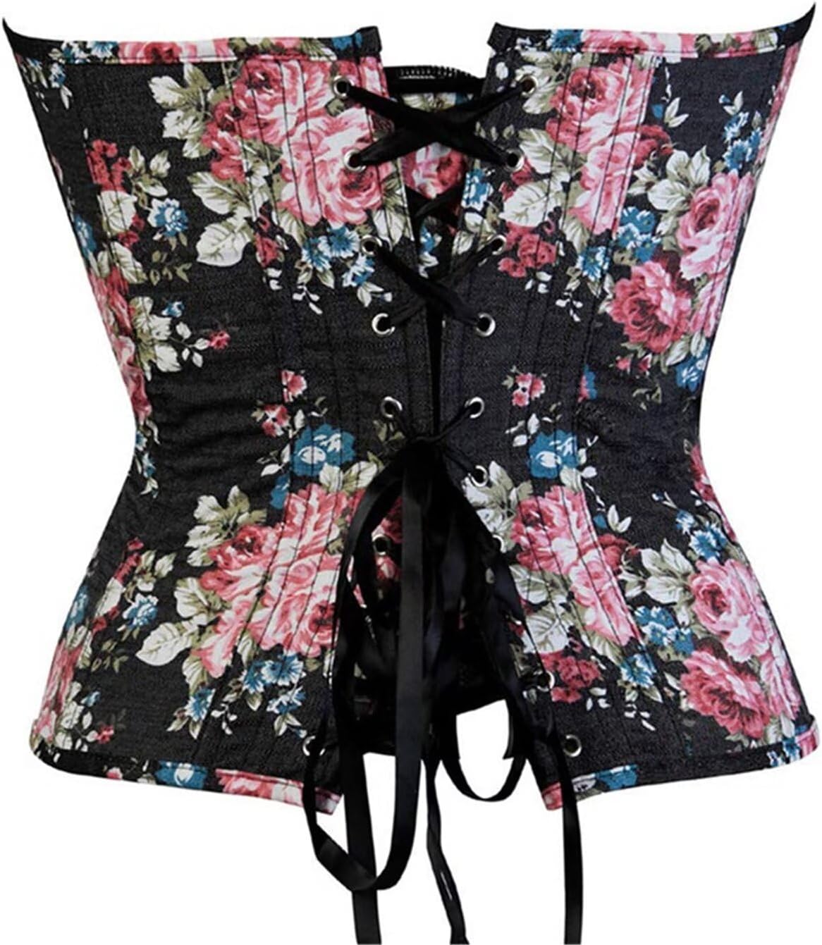 Jutrisujo Corset Dress Skirt Set Top Bustier Womens Floral Denim Jeans Overbust Outfit Basques