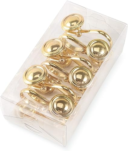 Miniatura 7 de ZESLMG - Ganchos dorados para cortina de ducha, ganchos decorativos para cortina de ducha para baño, a prueba de óxido, anillos de cortina de ducha