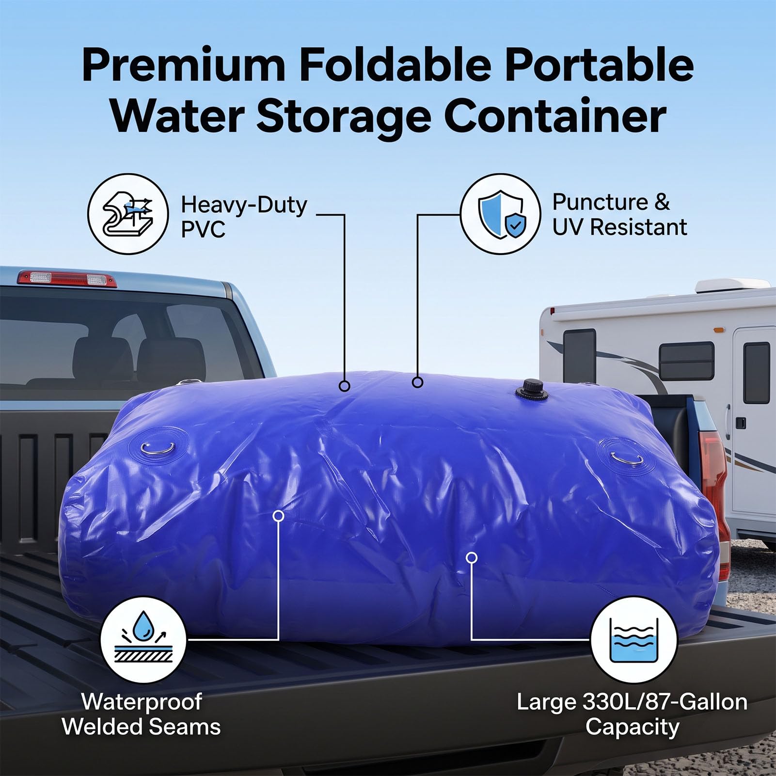 AMONIDA Sac à Eau d'urgence 87 Gal Pliable, pour Secours