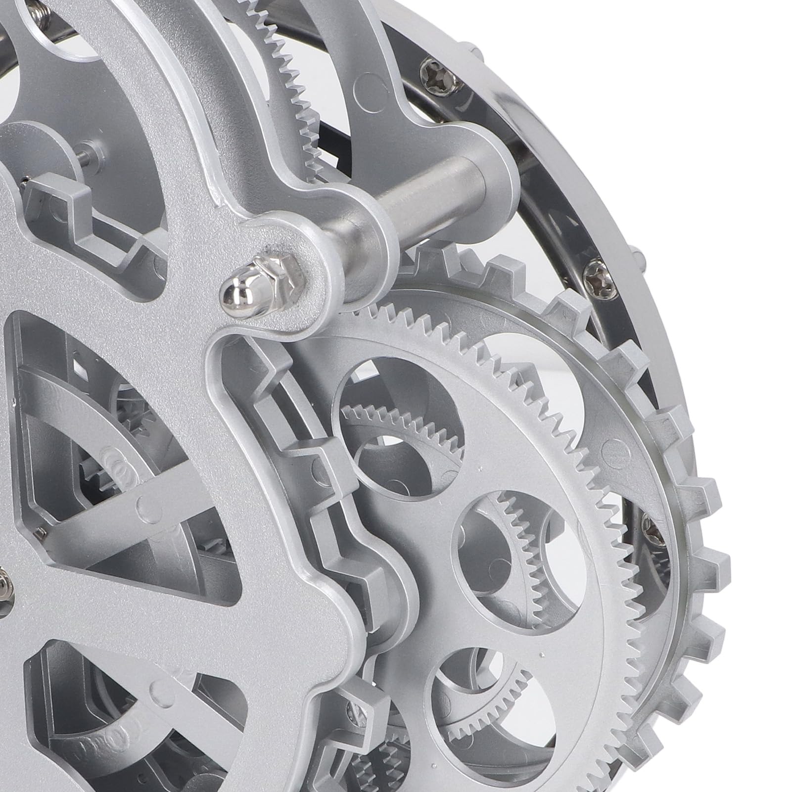 Rotierende Uhr mit Zahnrad aus Edelstahl, Europäische Vintage-Doppelfuß-Standuhr, Stressabbauende Uhrdekoration mit Zahnradwerk für das Büro