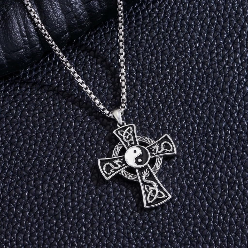 Mondstein Kreuz Halskette 925er Sterlingsilber Mondstein/Türkis Glaubensanhänger religiöser Schmuck Geschenk für Damen
