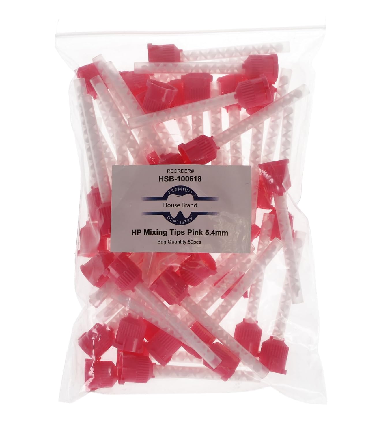 HSB 100618, Pink, 5.4mm, HP Dental Mixing Tips - 48/Pk Case of 50 Packs, Compatible with Most HP Cartridges, Precision Auto-Mixing for Dental Impressions & Adhesives
