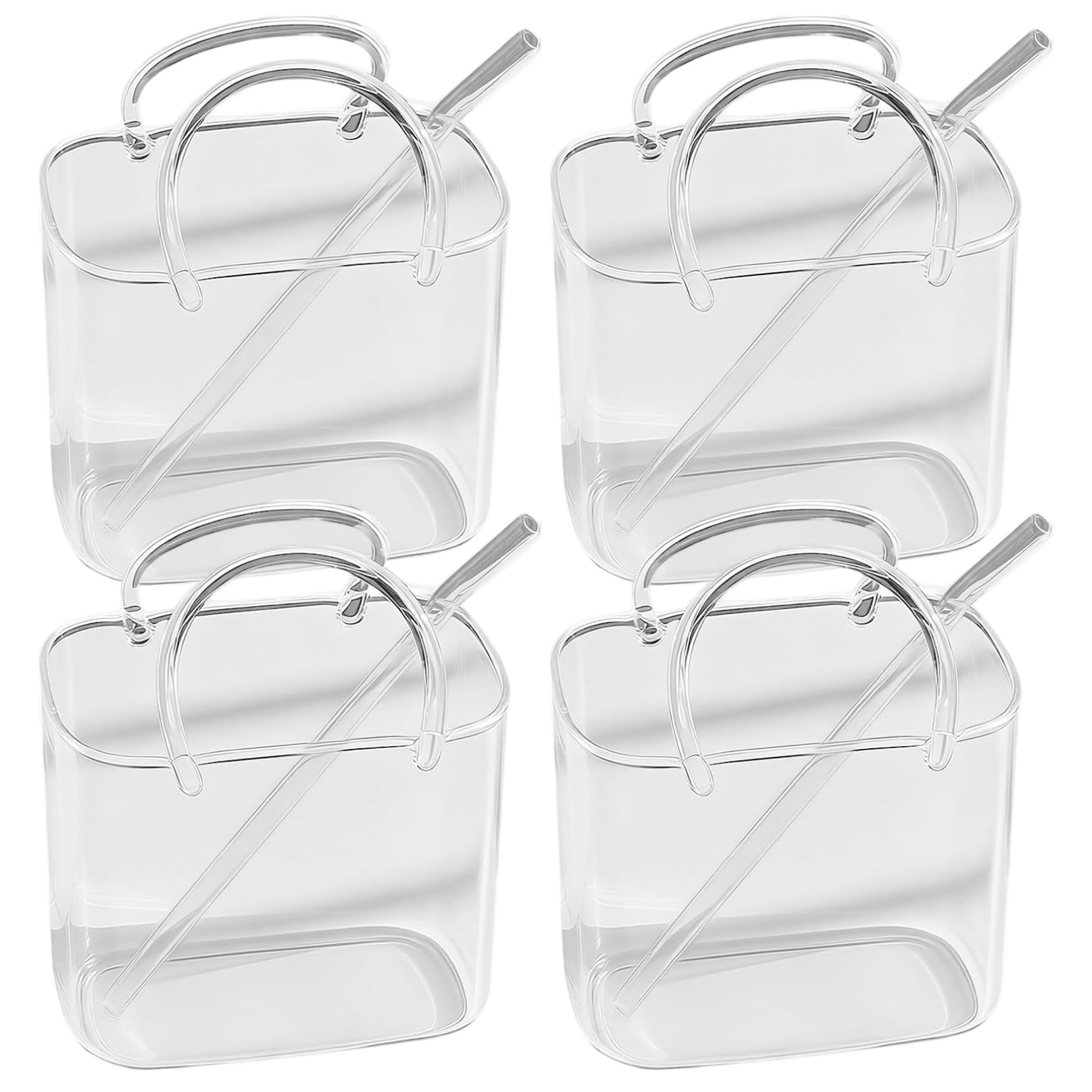 Vasos únicos para zumo cócteles sin alcohol y fiestas juego de cristal con pajitas forma bolso