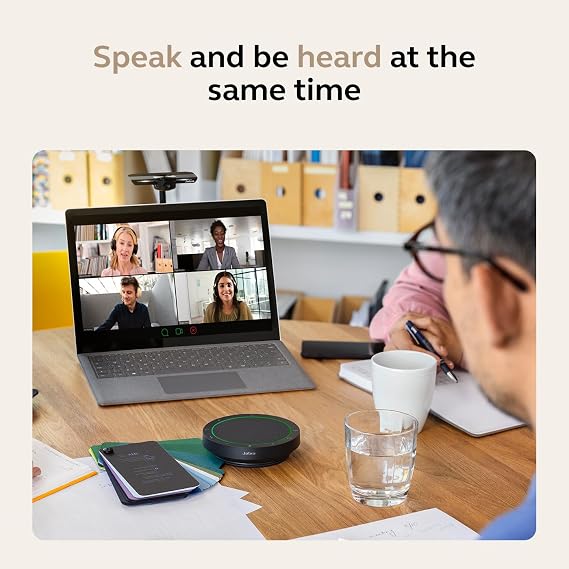 Jabra Speak2 55 Wireless Bluetooth Speakerphone (2025 Edition), Dark Grey | Portable Speakerphone, 4 Noise-Cancelling Microphones, Microsoft Teams Certified, Clear Sound for Online Meetings