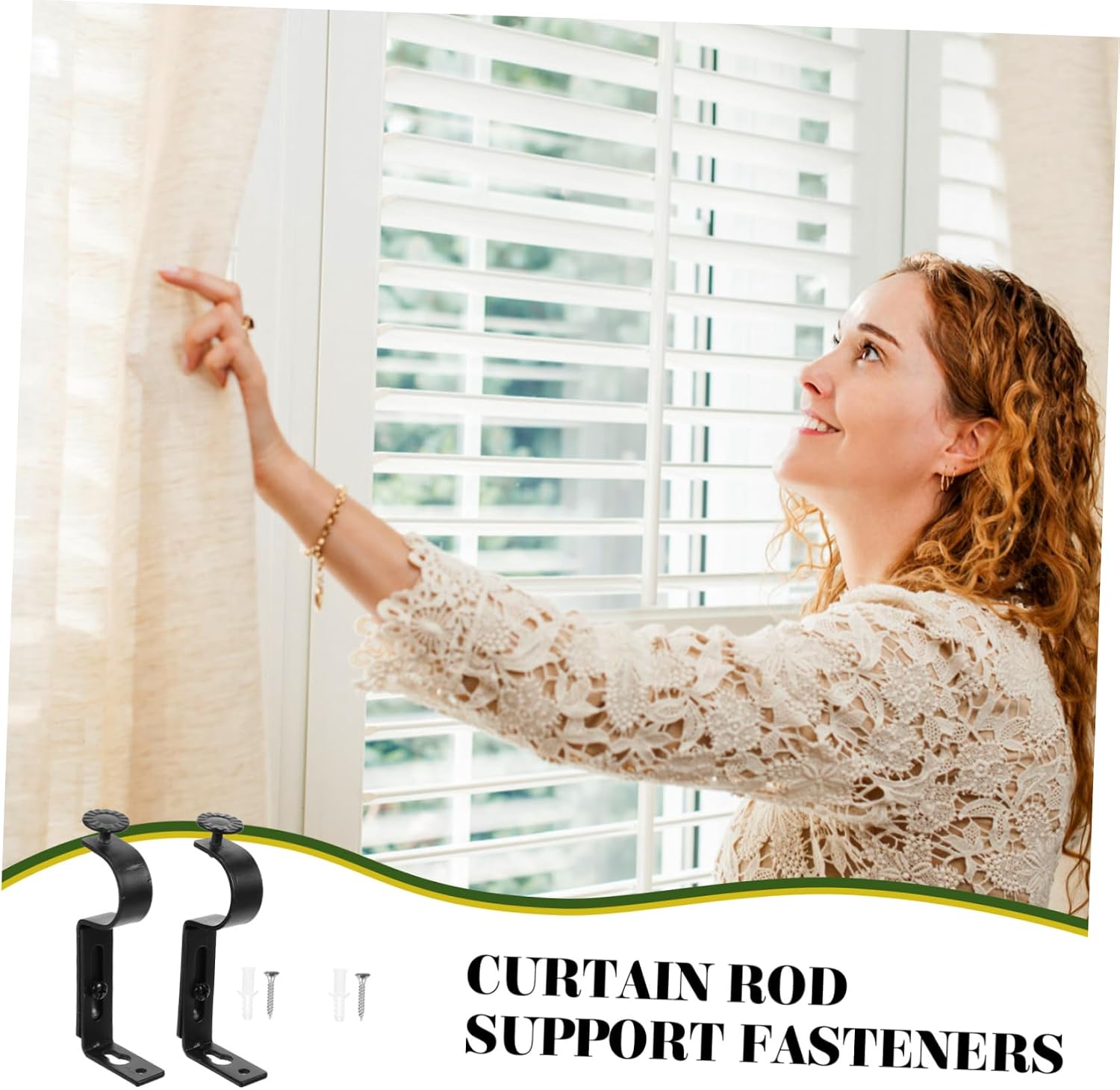 PRETYZOOM 4PCS Adjustable Curtain Rod Brackets for Wall Mount Extendable Curtain Support Holders Heavy Duty Hardware for Drapery Installation