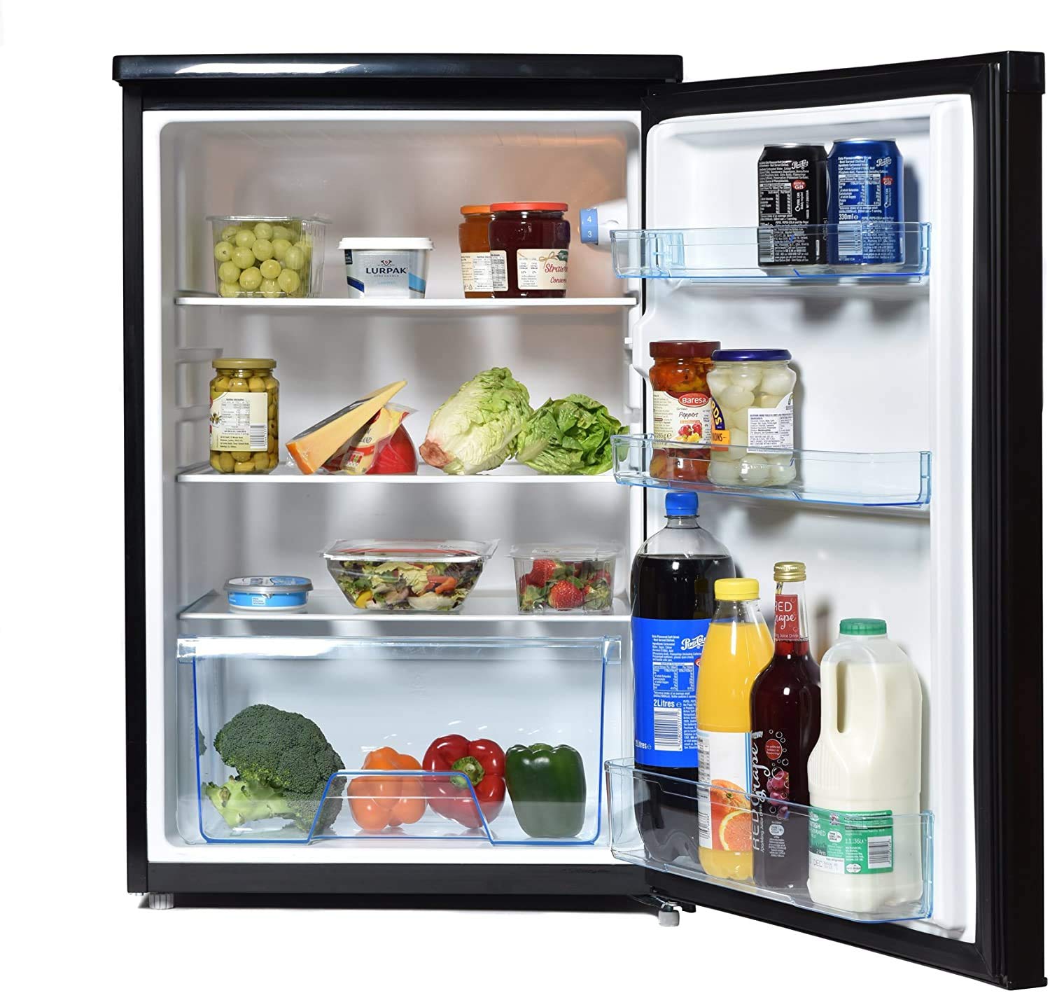 Igenix Freestanding Under Counter Larder Fridge & Freezer Set, Reversible Doors, 55 cm Wide, Black, 136 liters — view 2