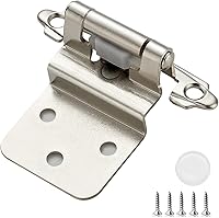Ravinte 50 Pack (25 Pairs) 3/8" Satin Nickel Self-Closing Kitchen Cabinet Hinges - Durable Face Frame Hardware with Screws & Bumpers