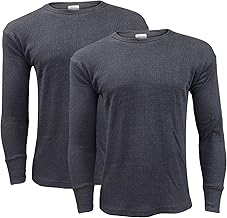 Gaffer Men's Thermal Top Long Sleeve T Shirt Warm Underwear Baselayer, 2 Packs, Grey, Winter Ski Wear