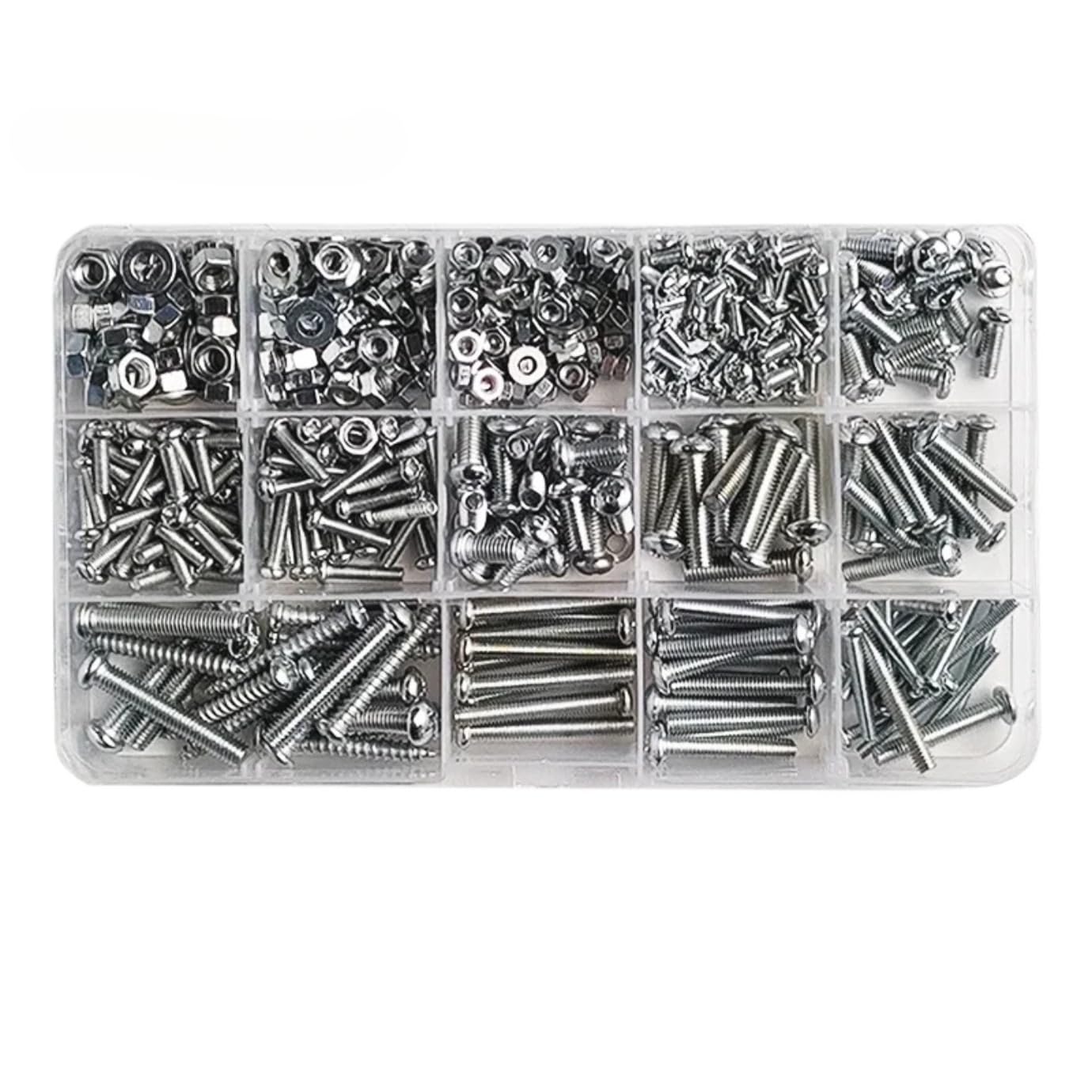 1/5 Boxes M3 M4 M5 Combination Set Half Round Head Cross Screw Nut Nut Nut Bolt Shim Assortment Kit Self Tapping Screw Nut Half Round Head Cross Screw Nut Bolt Washer (1 Box,C Set)