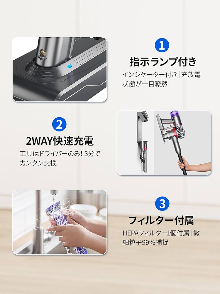 Amazon.co.jp: ダイソン バッテリー V6 交換 掃除機バッテリー
