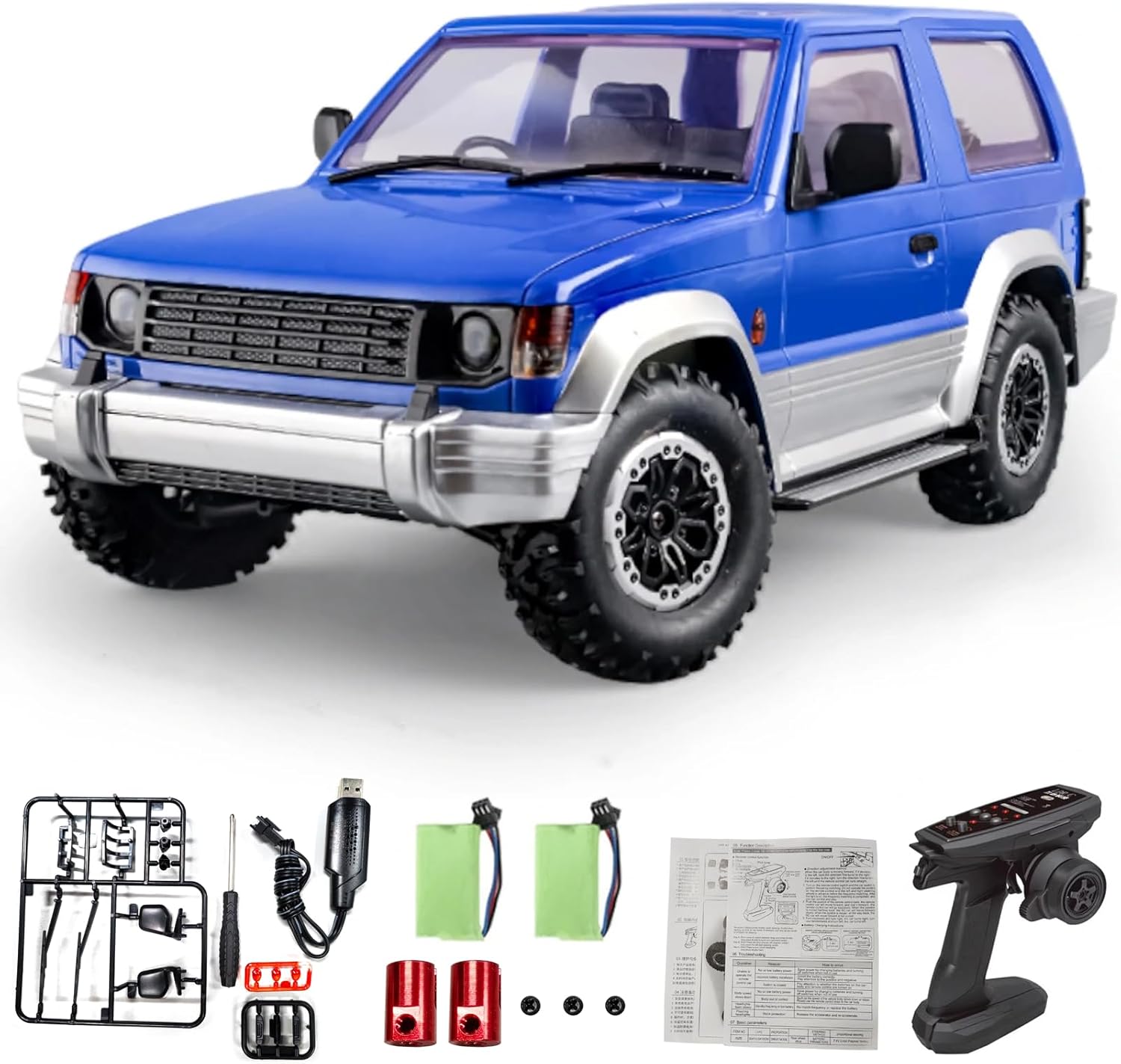 Remote Control Car, 2.4Ghz 1:14 Scale 4WD Off Road Rock Crawler Vehicle with LDE Headlights, All Terrain 4-Channel Off-Road Remote Control Jeep Vehicle RTR Gift for Adults Teen