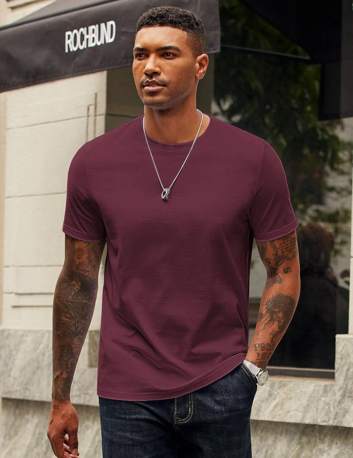 COOFANDY Mens T-Shirts 100% Cotton Premium Short Sleeve Shirt Crew Neck Basic Tshirt - Image 5