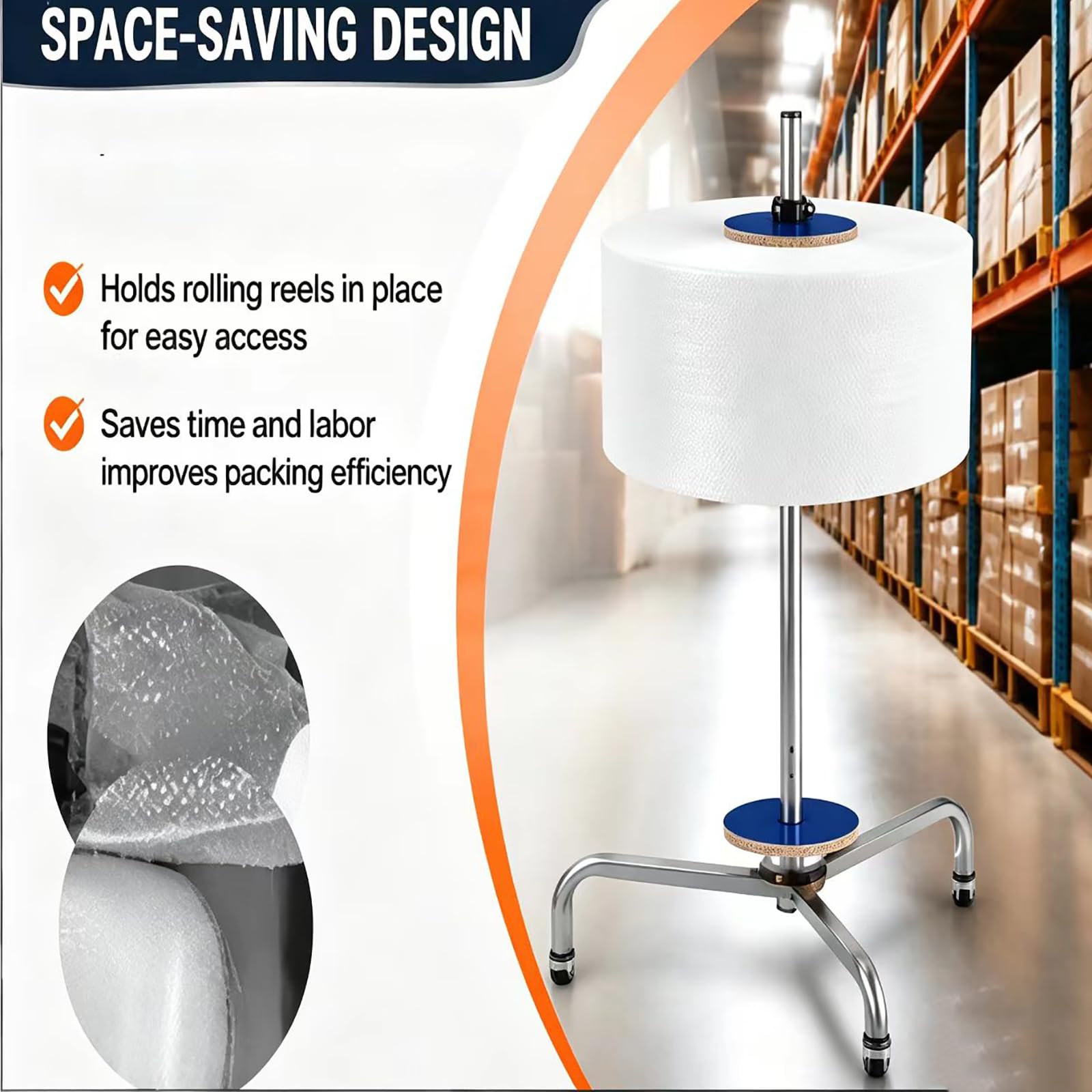 Dispenser per Pluriball Resistente, Design Verticale Salvaspazio | Supporto Manuale per Rotolo di Carta da Imballaggio, Ideale per Magazzini, Imballaggi per E-commerce, Traslochi e Spedizioni