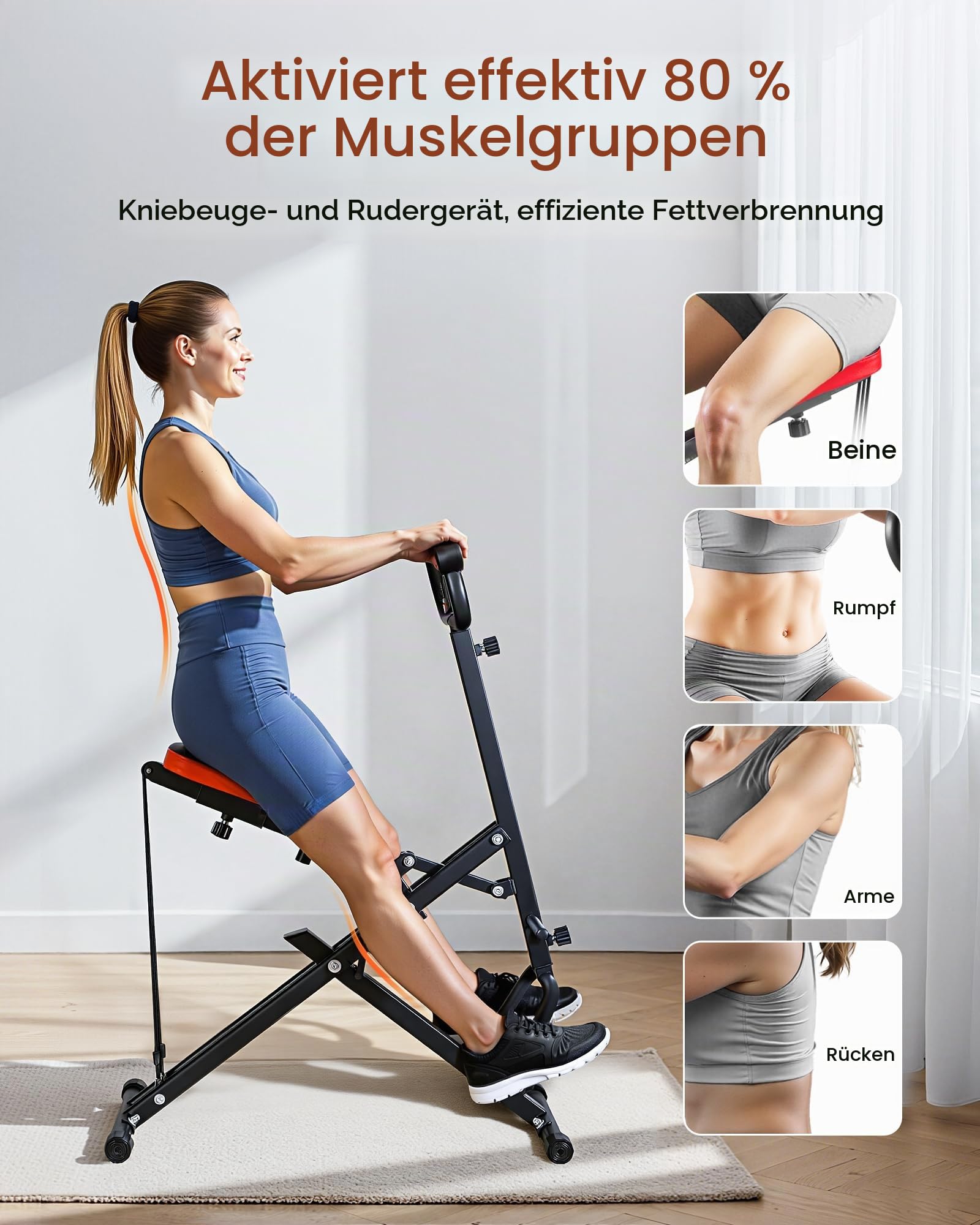 VEVOR Kniebeugenmaschine für Tiefe Kniebeugen zu Hause, klappbares Trainingsgerät, Gesäßtrainer mit 2 hochfesten Widerstandsbändern, Heimtrainingsgerät für Gesäß und Beine, Glute Machine