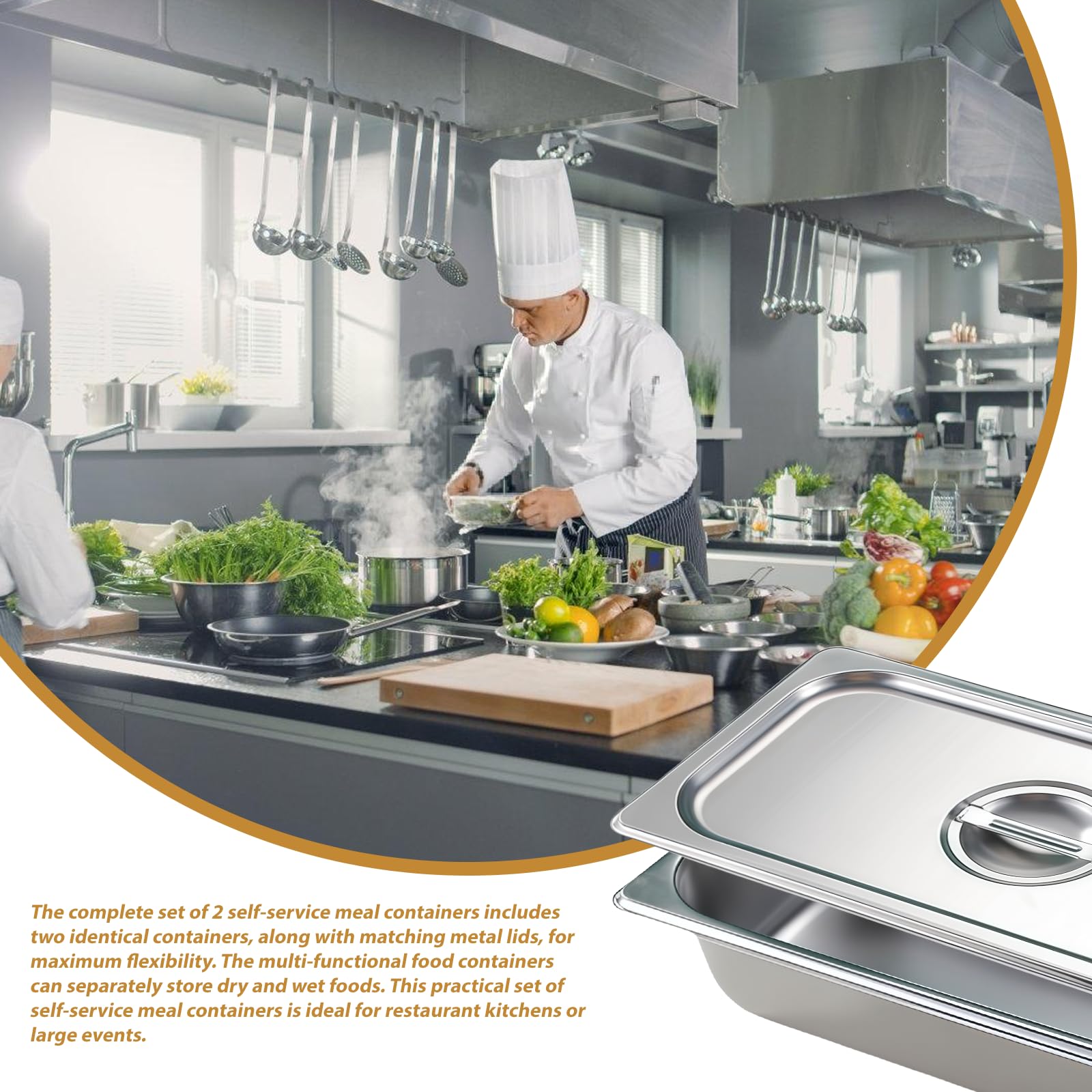 2 recipientes de acero inoxidable con tapa: recipiente para servir: Premium 32,5 x 17,5 x 6,5 cm, recipientes para alimentos, juego de cuencos para buffet catering para cubrir y servir