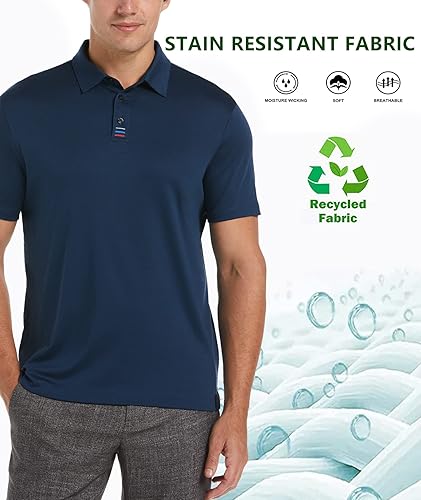 Miniatura 4 de V VALANCH Polo para hombre, estilo casual, de manga corta, para golf, absorbe la humedad, con cuello