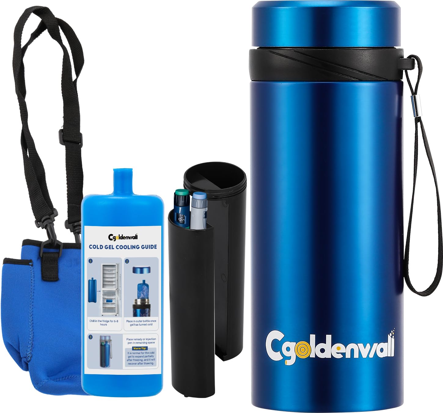40H Nevera de Viaje para Insulina con Caja Negra para Medicación Portátil para Insulina para Diabetes+TSA Bolsa de Hielo Biogel 6 Horas de Emergencia + 30 Horas de Gel Refrigerante