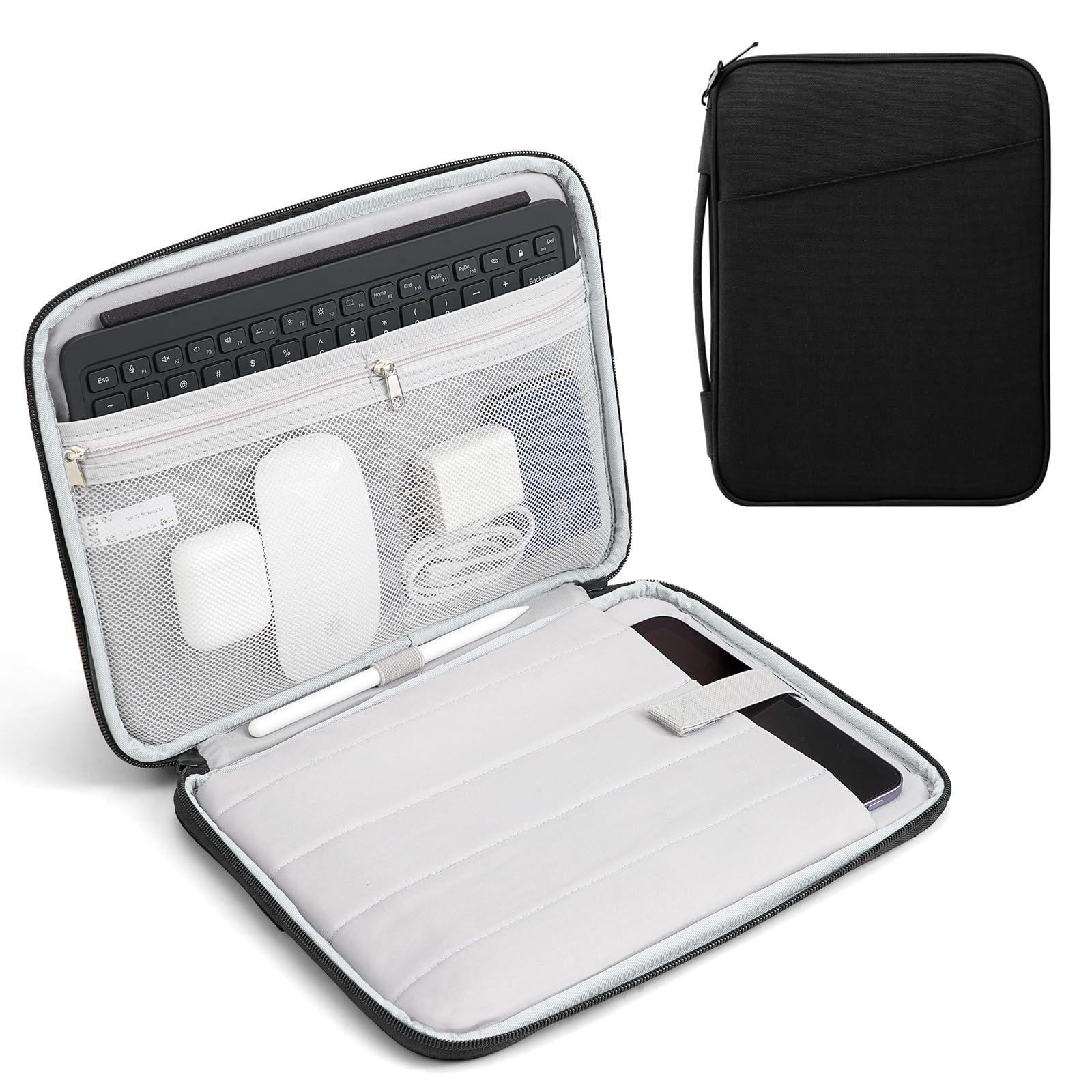 TiMOVO 9-11" Tablet Sleeve for iPad 11-inch A16 2025, iPad 10th Gen. 10.9"/10.2"/ Air 11/5th/4th Gen. 10.9", Galaxy Tab A9 Plus 11", Protective Bag with Pockets, Black