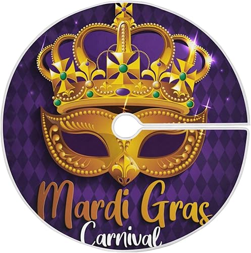 Carnival Mardi Gras Christmas Tree Skirt, Decorations for Tree, 35.4 in Christmas Tree Skirt Machine Washable, Fall Decor
