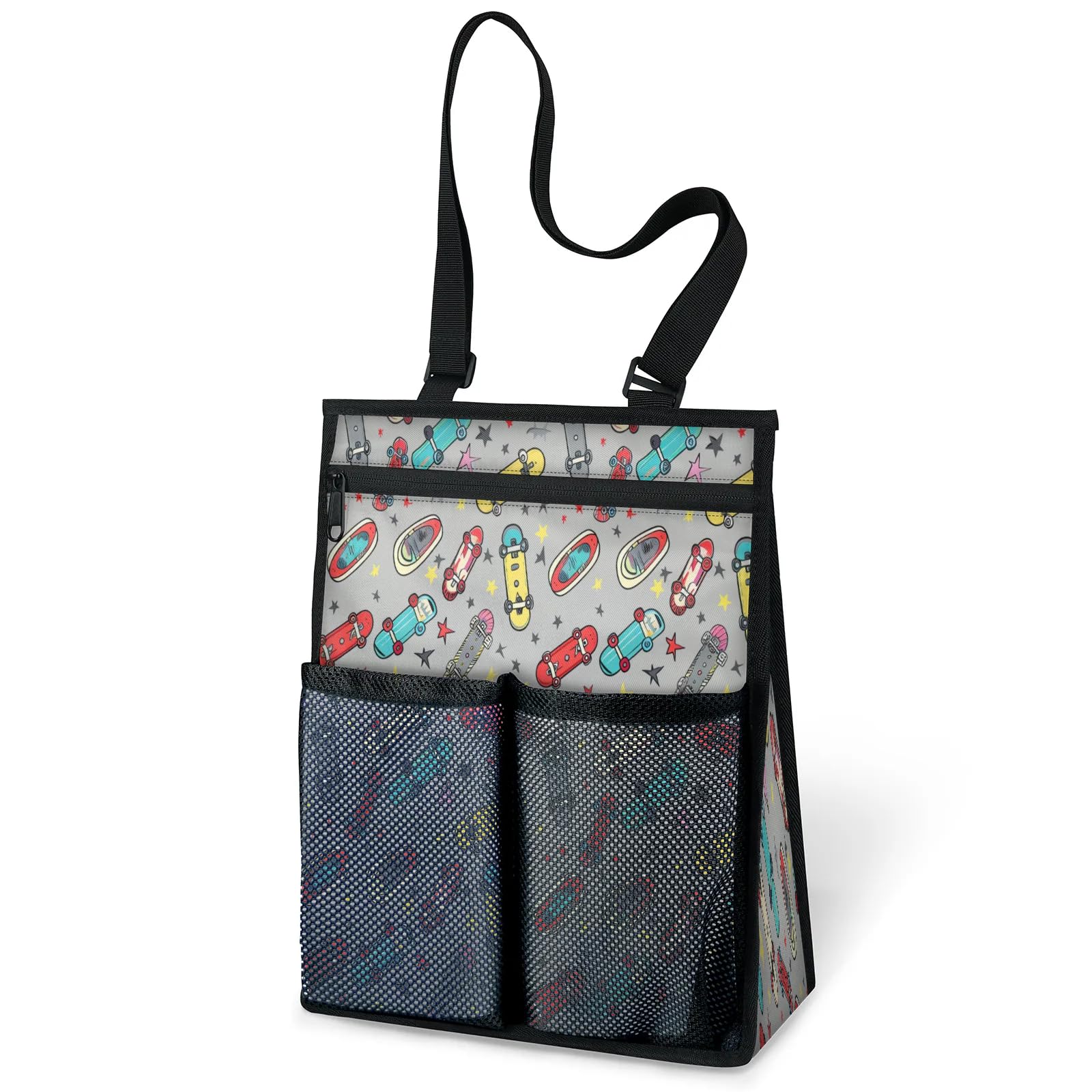 Ourtheme Cute Skateboard Portable Shower Bag for Travel Gym Camp Beach Tote Shower Caddy Bags Hanging Toiletry Organizer